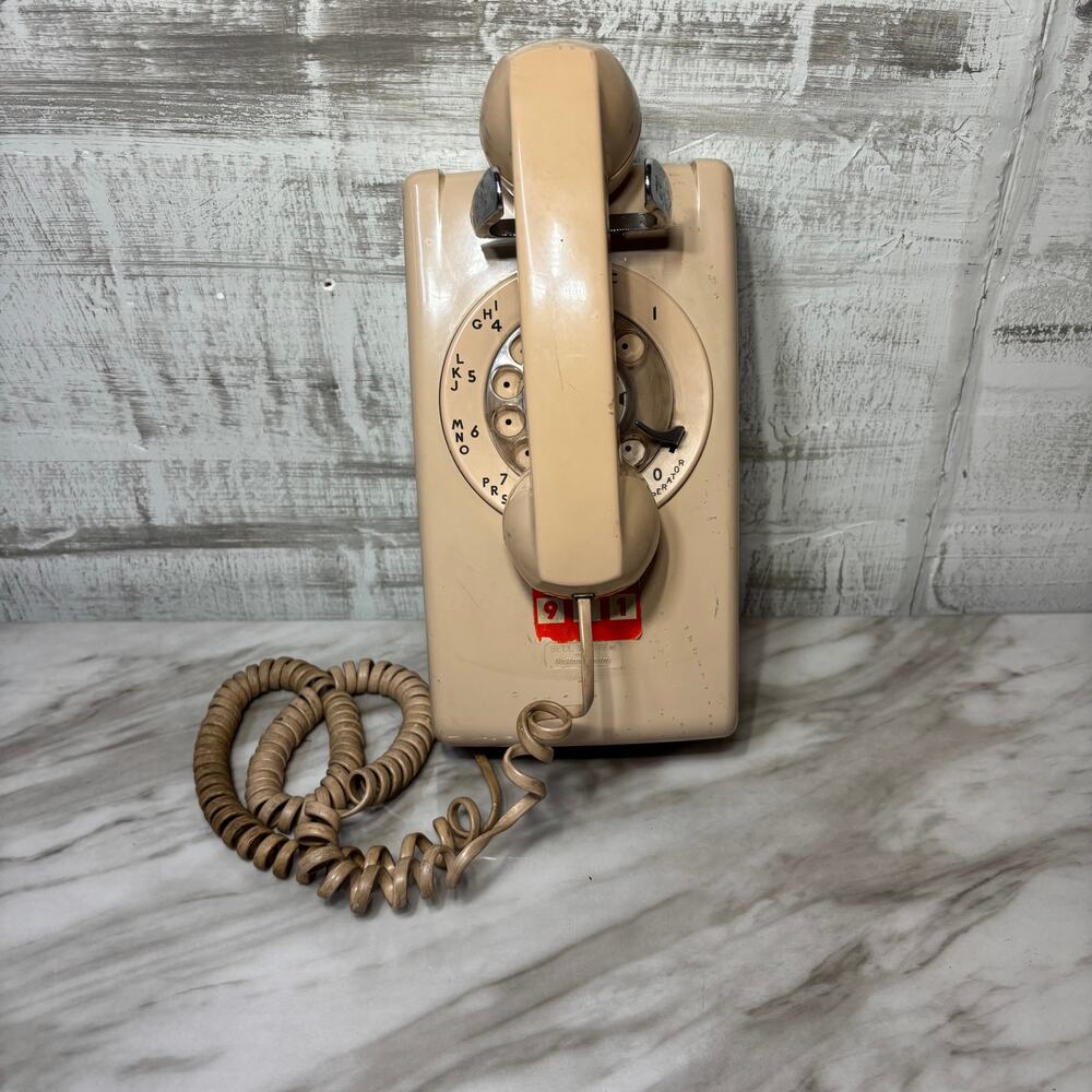 Vintage Beige Western Electric Bell System Rotary Wall Phone